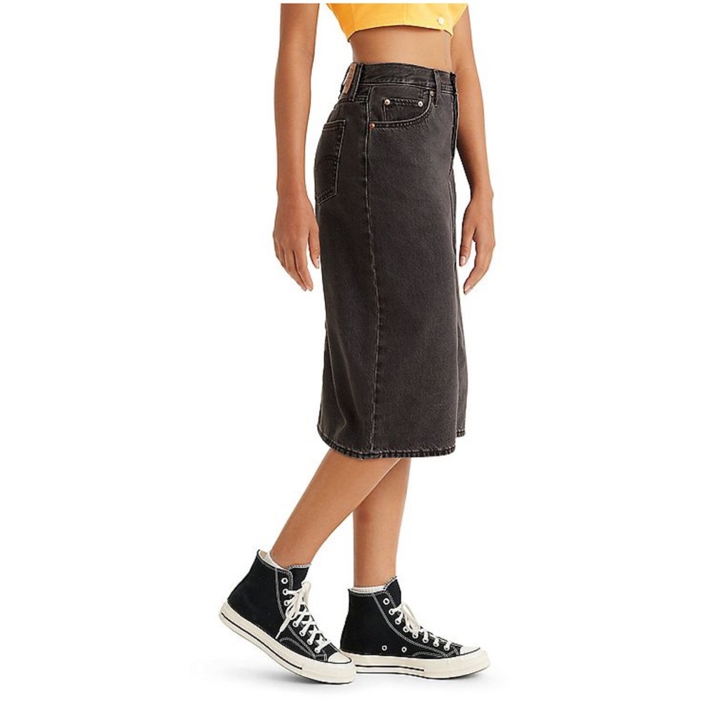 Levi’s Black Denim Side Slit Midi Jean Skirt - Picture 3 of 10